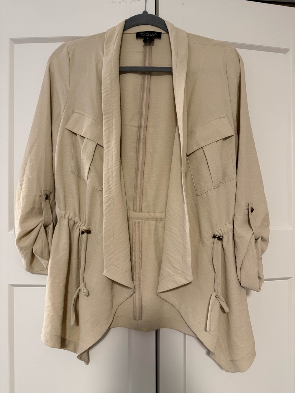 Rachel Zoe Sand Draped Utility Jacket with Drawstring Waist